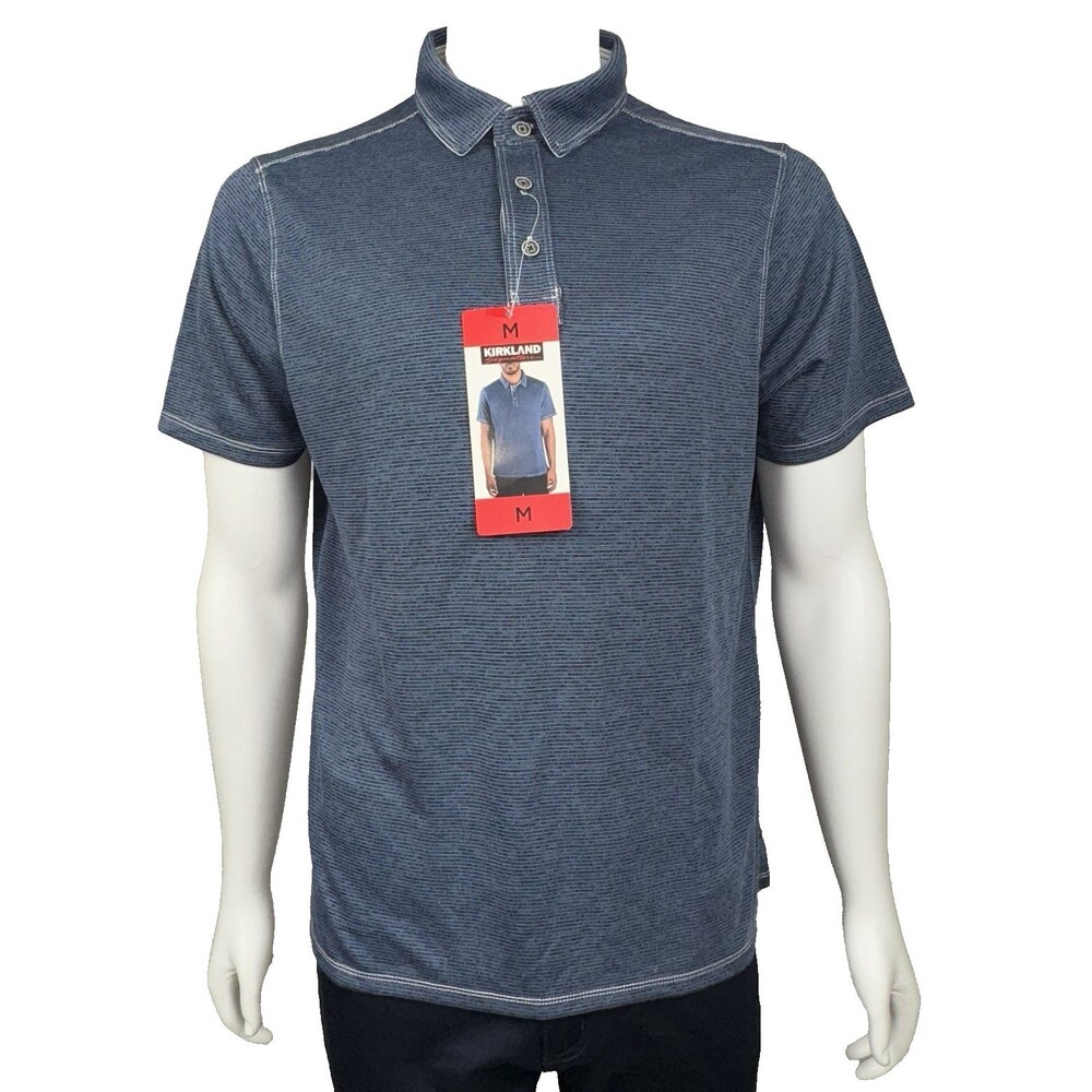 Kirkland Signature Mens Medium Blue Polo Shirt Performance Pull Over New Med. M